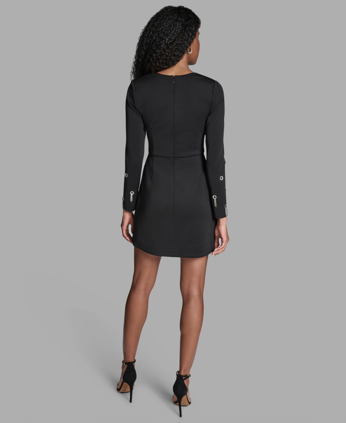 Bcbg Women's Grommet Long Sleeve Mini Dress In Black