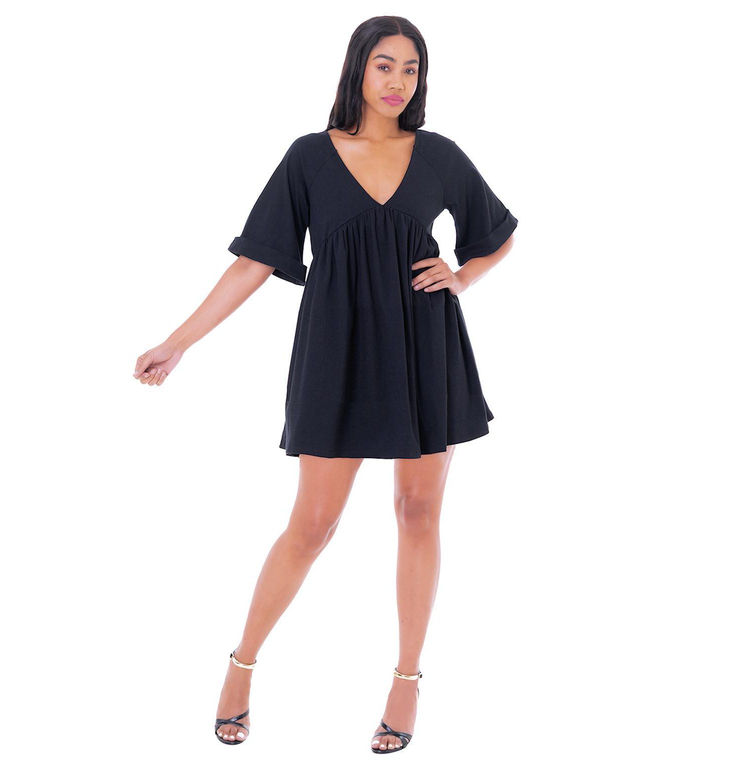 Women's ANNIE DOUBLE VNECK WIDE SLEEVE DRESS