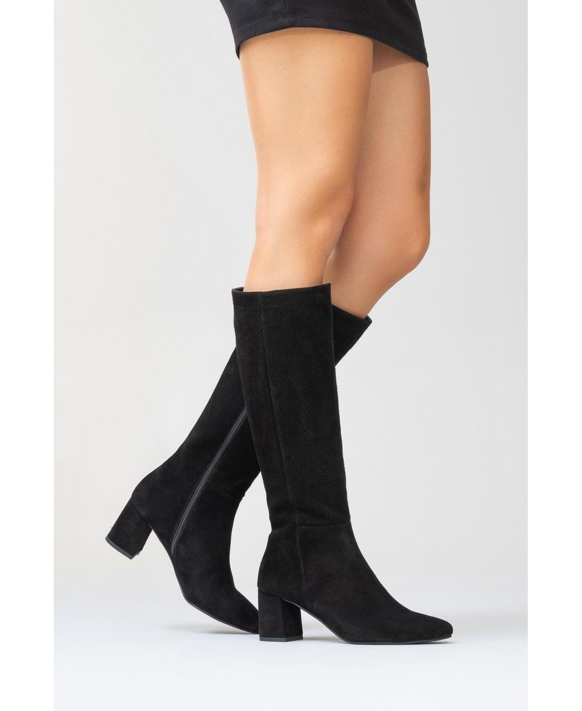 Forever & Always Shoes Sejas Leather Block Heel Knee-High Boot (Women)