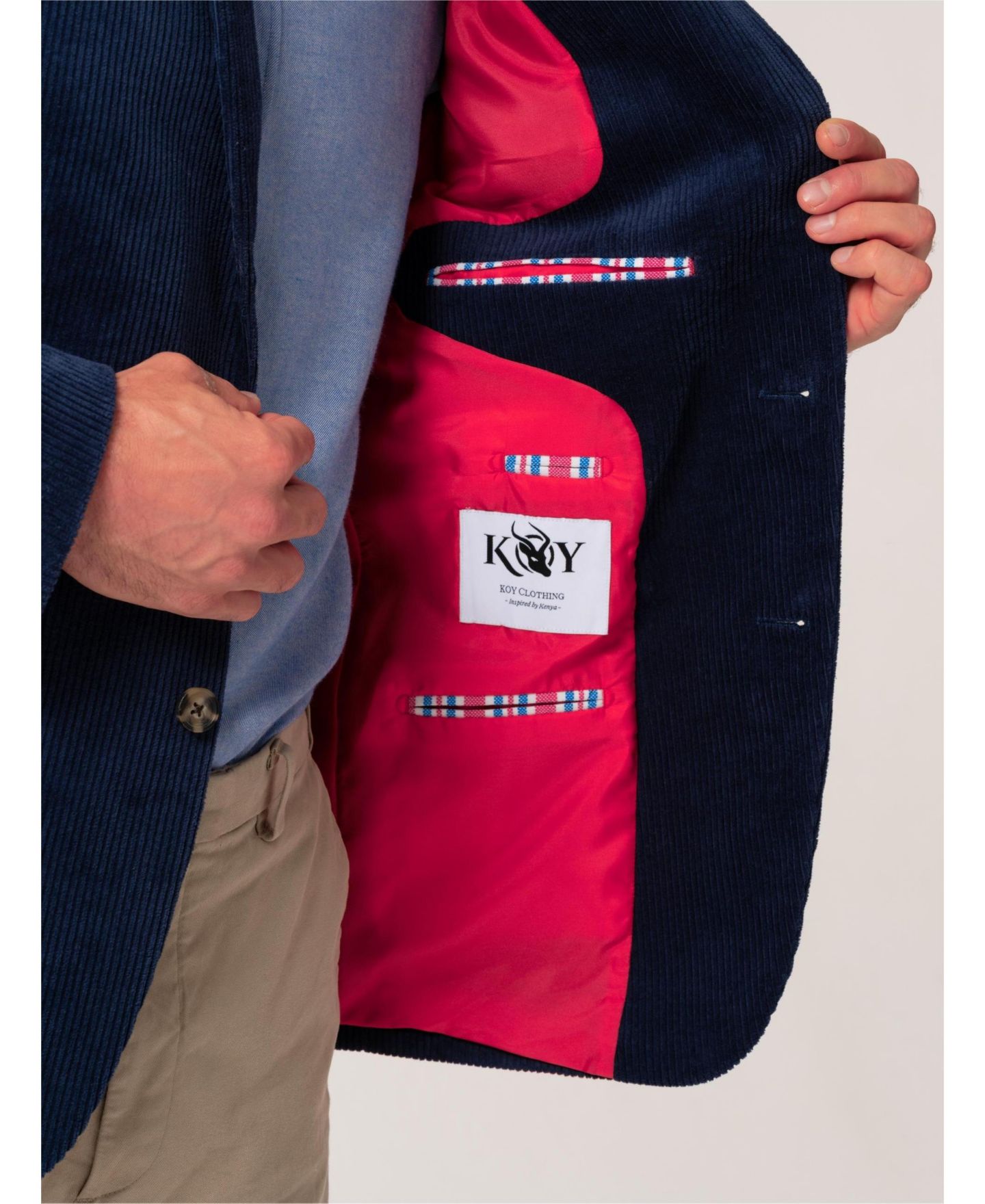 Мужской пиджак Koy Clothing Premium Blend Corduroy Blazer, цвет: Синий — фото 8