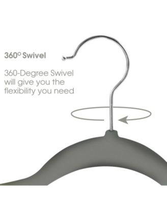 Home 50 Piece Flocked Velvet Clothes Hangers with Stainless Steel Swivel Hooks in Pink