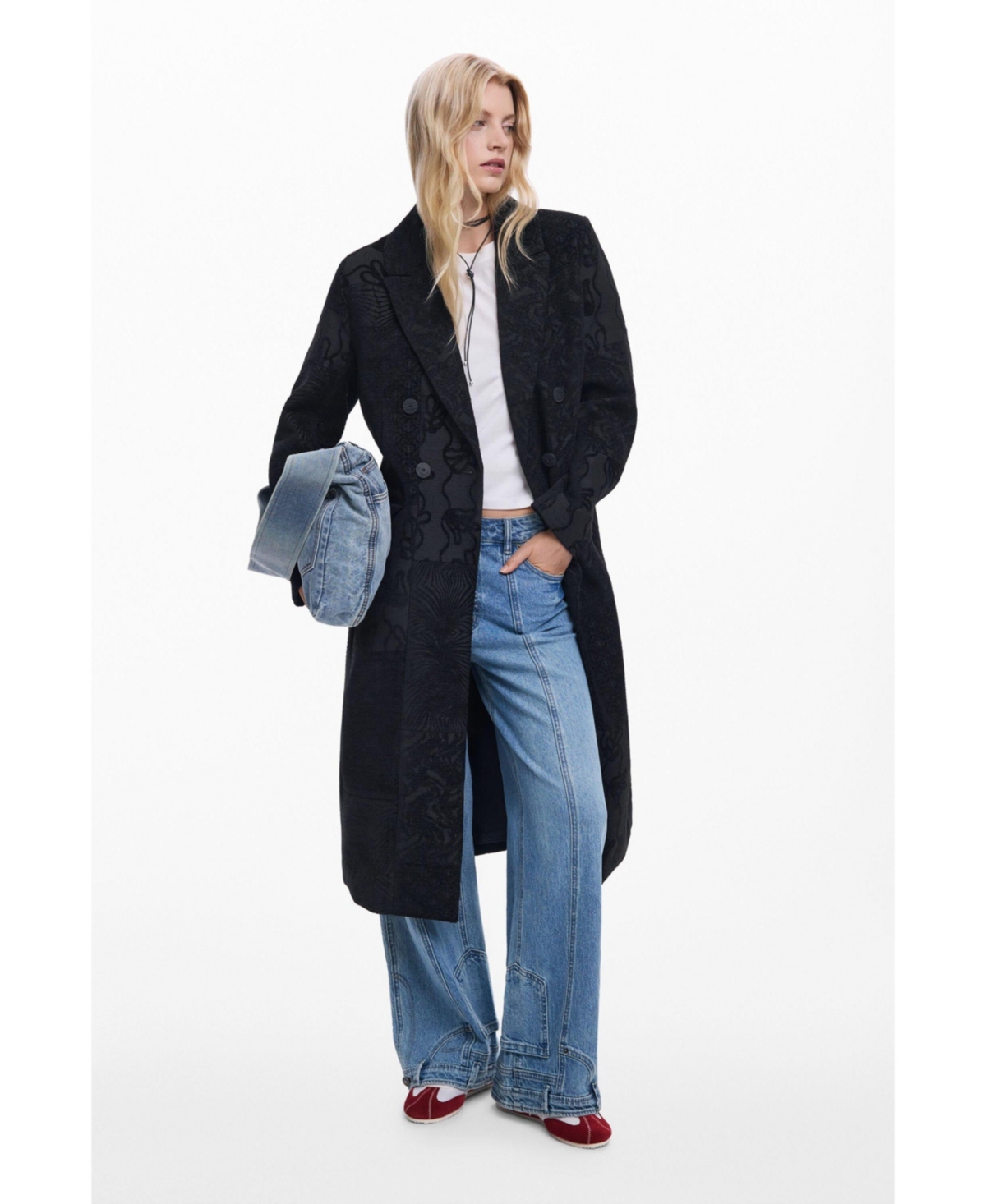 Desigual Women's Black textured coat