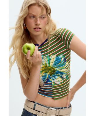 Women's Striped daisy T-shirt