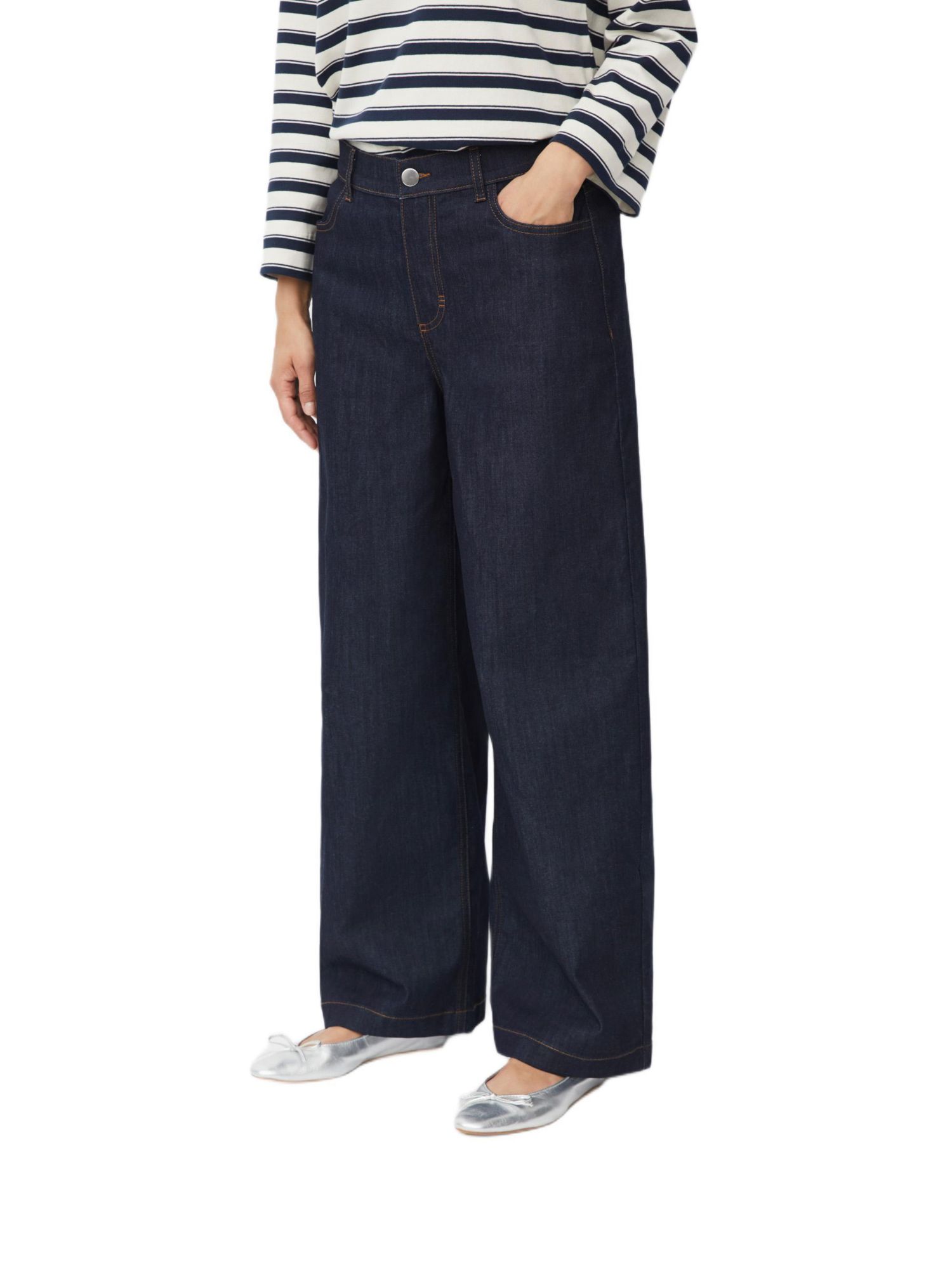 Women's Wide Leg Button Fastening Jeans