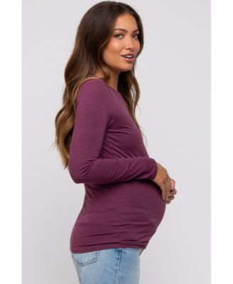 Plum Long Sleeve Maternity Top