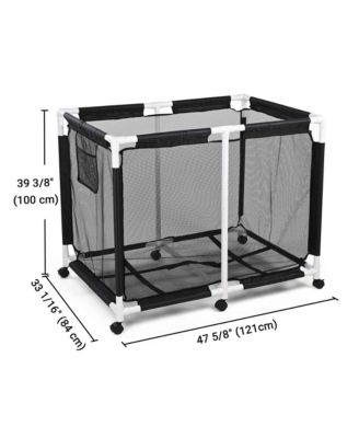 Extra Large Mesh Pool Storage Bin 214 Gallon Noodles Toys Holder 6 Wheels Rolling Cart Black