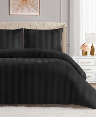 Juicy Couture Jenny Velour Striped Jacquard Duvet Cover Set - Macy's 
