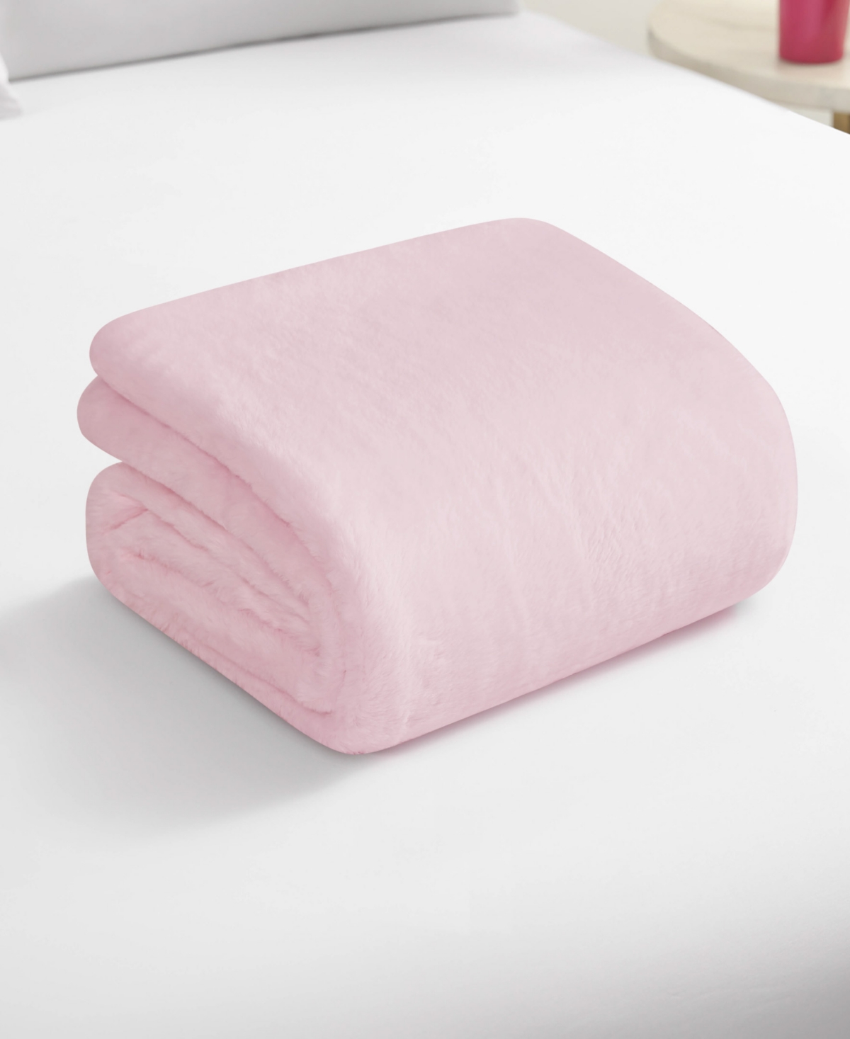 Juicy Couture Rabbit Mink Faux Fur Throw Blanket, 50" X 70" In Pink