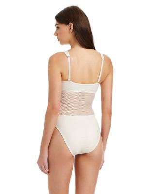 Sea Crochet Over The Shoulder Scoop Neck Tank Swimsuit