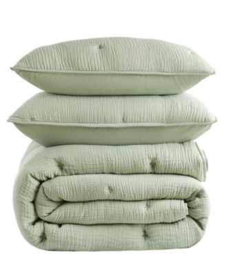 Breeze Cotton Embroidered 3-Pc. Quilt Set, King