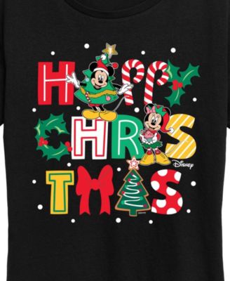 Disney Mickey and Minnie Happy Christmas Women's Short Sleeve Graphic T-shirts