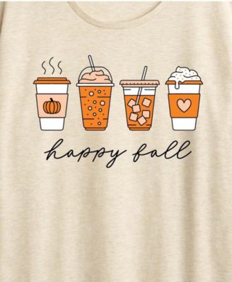 Happy Plus Size Pumpkin Spice Latte Women's Short Sleeve Graphic T-shirts