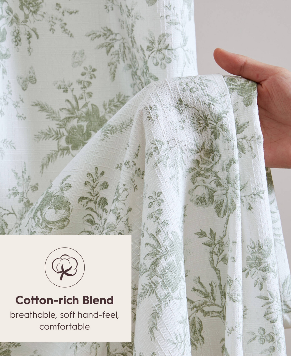 Laura Ashley Walled Garden Tonal Floral Shower Curtain, 72" X 84" In Green