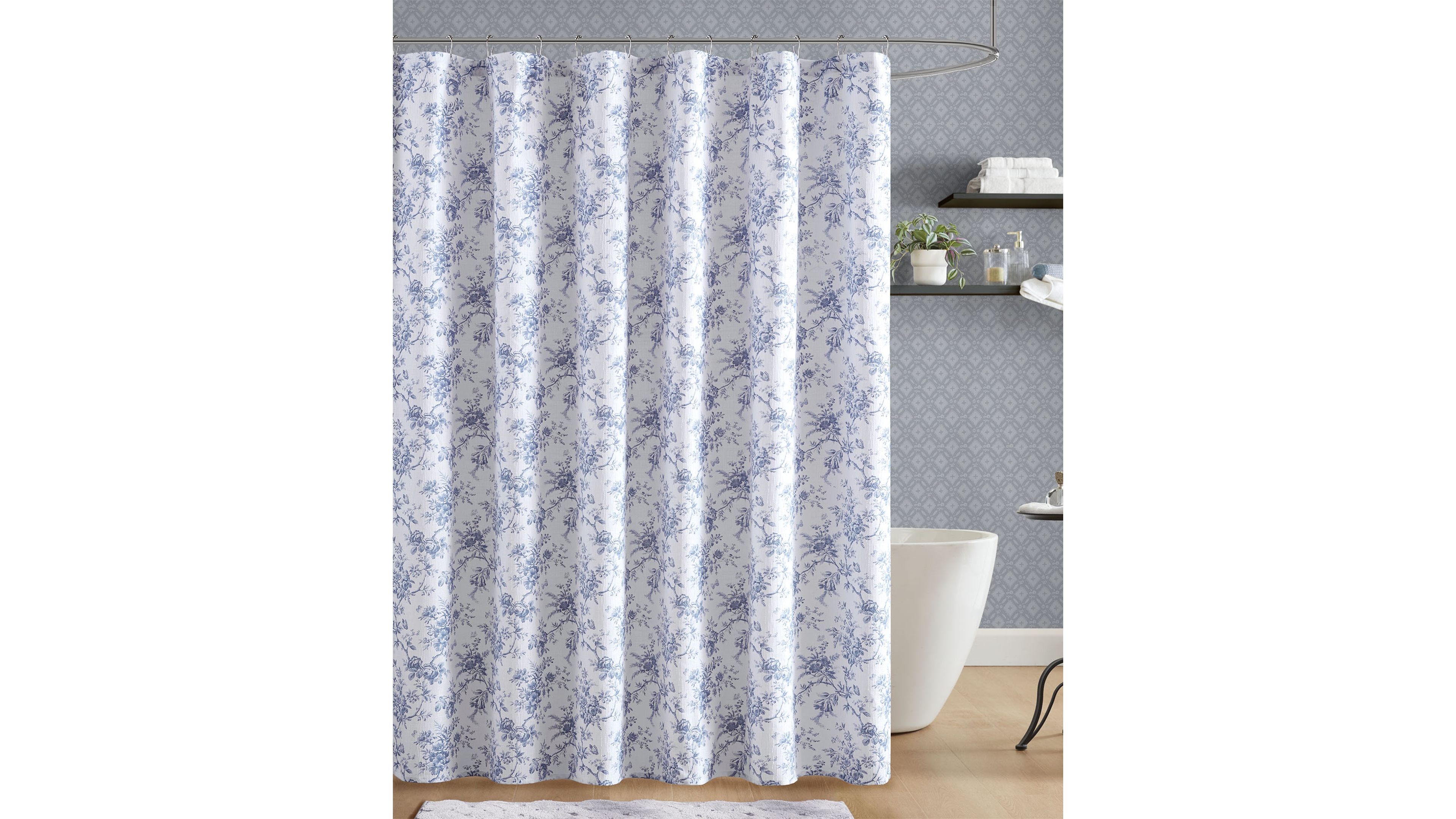 Laura Ashley Walled Garden Tonal Floral Shower Curtain, 72" x