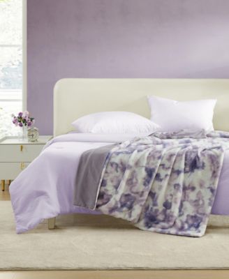 Printed Faux Rabbit Fur Blanket, 70" x 50"