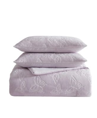 Butterfly Embossed Plush 3-Pc. Comforter Set, Full/Queen