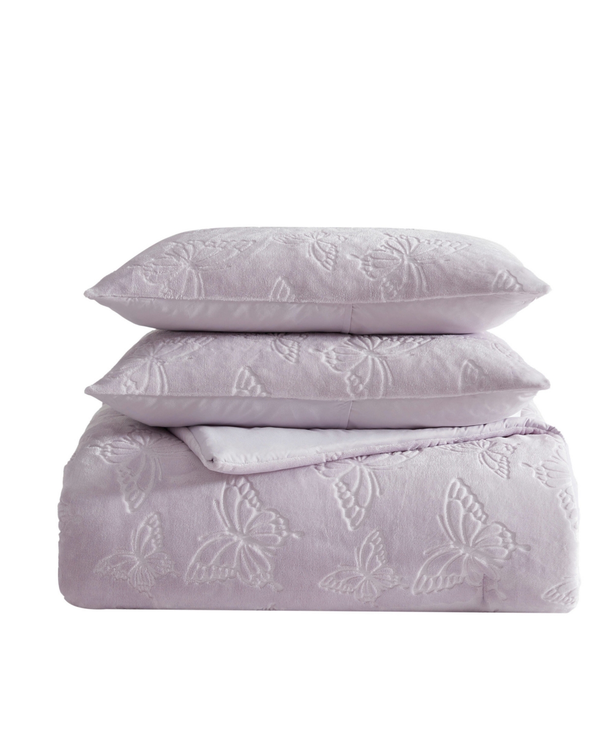 Betsey Johnson Butterfly Embossed Plush Comforter Set, Full/Queen