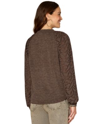 Petite Mandarin Collar Knit Top