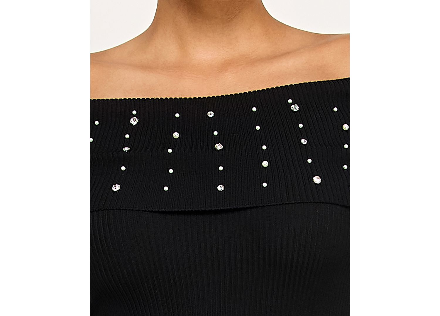 BCX Juniors Off The Shoulder Rhinestone Fitted Sweater Dress
