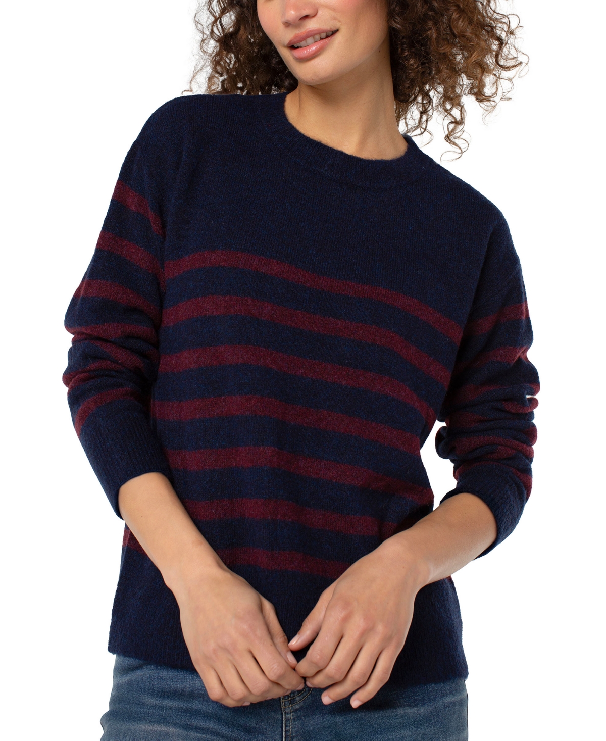 Liverpool Los Angeles Long Sleeve Crew Neck Dropped Shoulder Sweater In Blue
