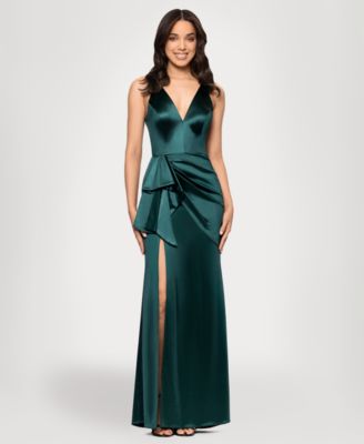 Blondie Nites - Juniors' Draped Satin Column Gown