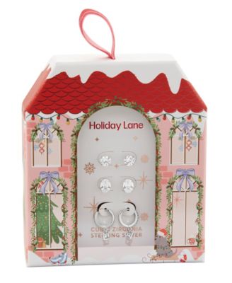 Holiday Lane - 3-Pc. Cubic Zirconia Sterling Silver Earrings Set