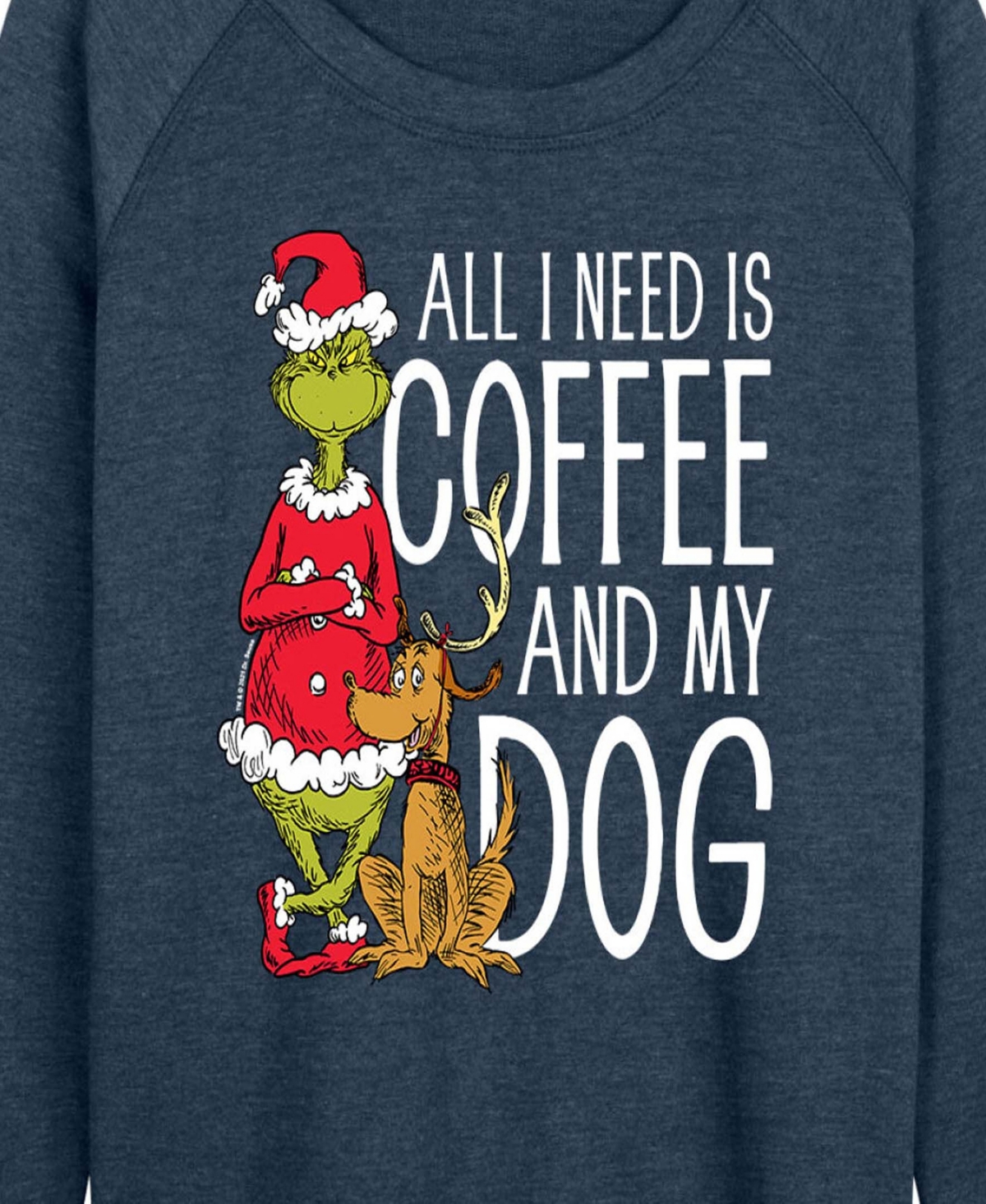 Hybrid Apparel Grinch And Max Coffee And My Dog Women's French Terry Long Sleeve Shirt In Blue