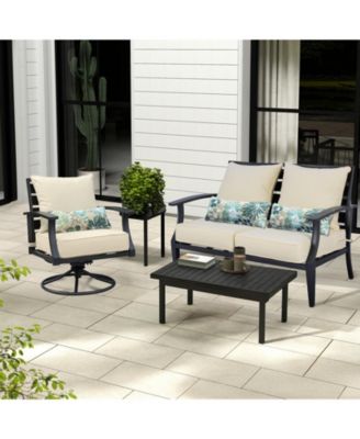 22'' x 24'' Outdoor Deep Seat Chair Cushion Set Olefin Fabric Slipcover and Sponge Foam (Set of 2 Seats, 2 Backs, 2 Pillows)