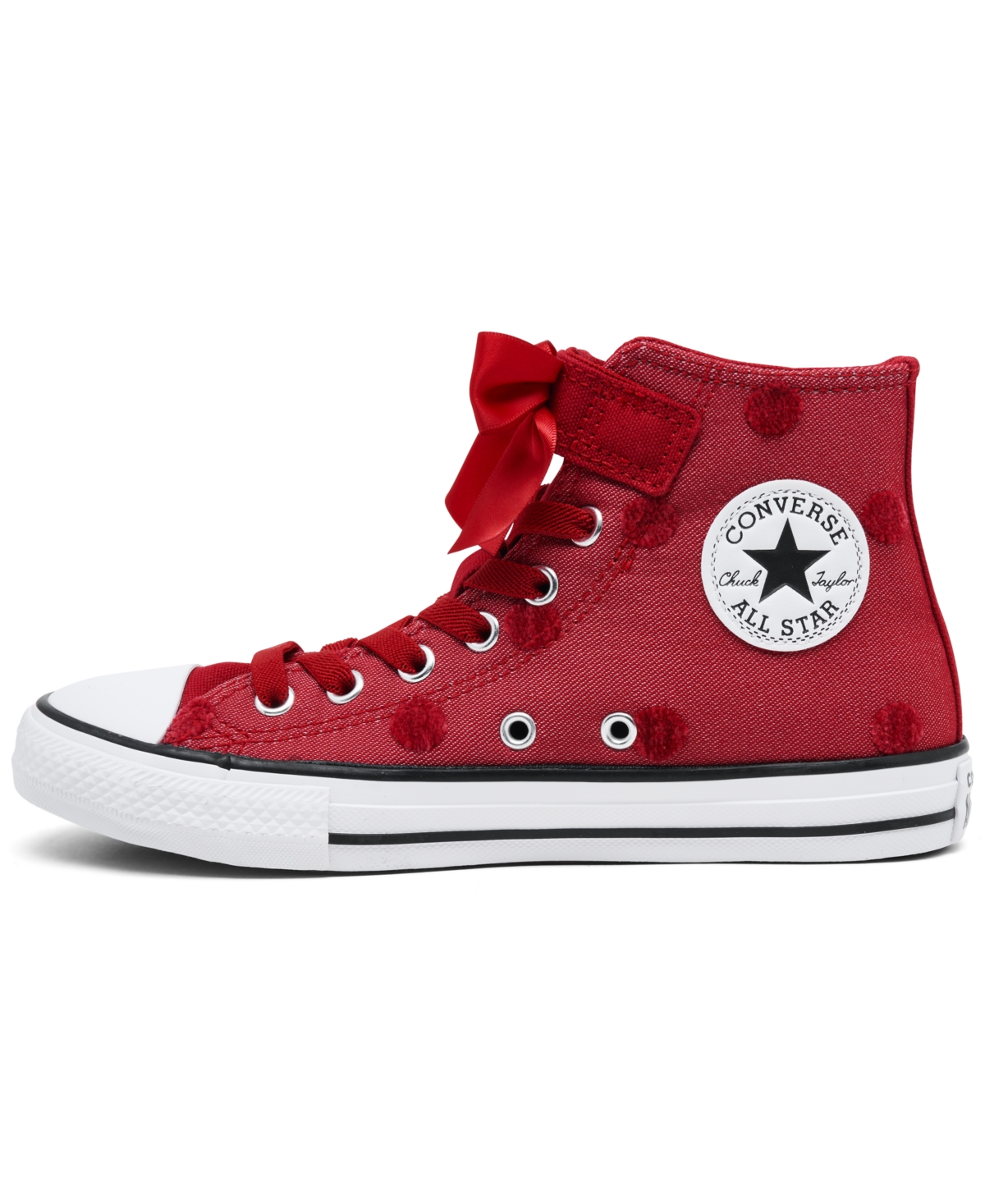 Converse Little Girls Chuck Taylor All Star Bows High Top Fastening Strap Casual Sneakers From Finish Line In Red