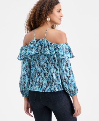 Women's Printed Cold-Shoulder Top, Macy's Exclusive