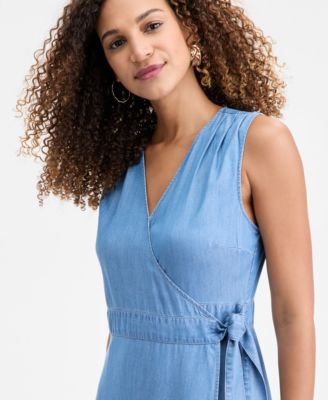 Women's Surplice Asymmetrical Tiered Sleeveless Wrap Dress, Macy's Exclusive