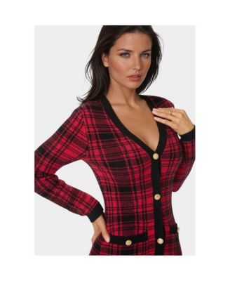 Women's Plaid Faux Cardi Dress