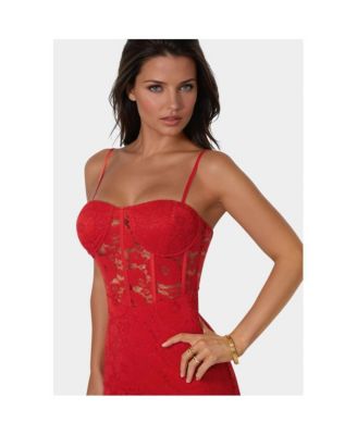 Women's Lace Corset Midi Dress