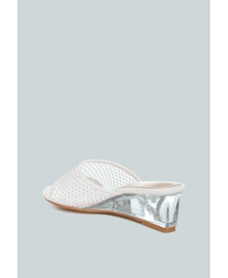 Womens Tempra Mesh Clear Heel Wedge Sandals