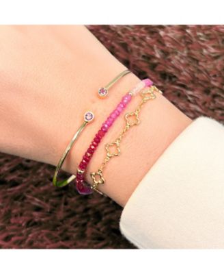 Ruby Ombre Bead Bracelet 14K Gold