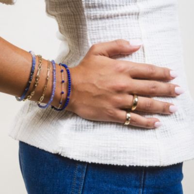 Lapis Round Bead Bracelet 14K Gold