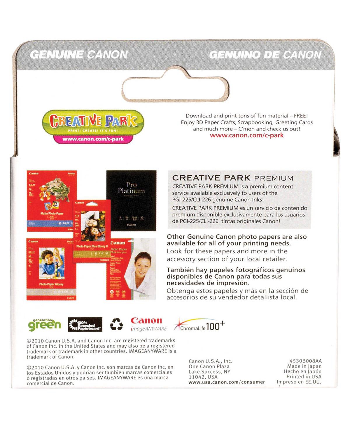 Canon Pgi-225 Black / Cli-226 Cyan, Magenta, Yellow for Select Pixma iP, iX, Mg, Mx Series Printers, 4-Pack