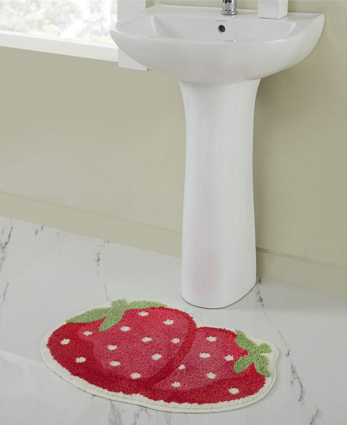 Vcny Home Strawberry Shaped Tufted Bath Rug, 18" X 27 In Red