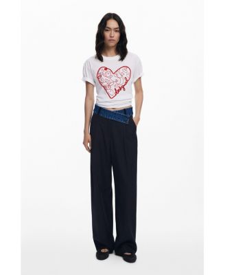 Women's T-shirt with embossed hearts