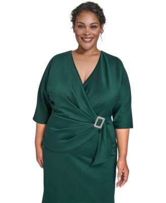 Plus Size V-Neck Scuba Midi Dress