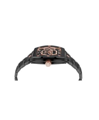 Men's Black Stainless Steel Watch, 44mm