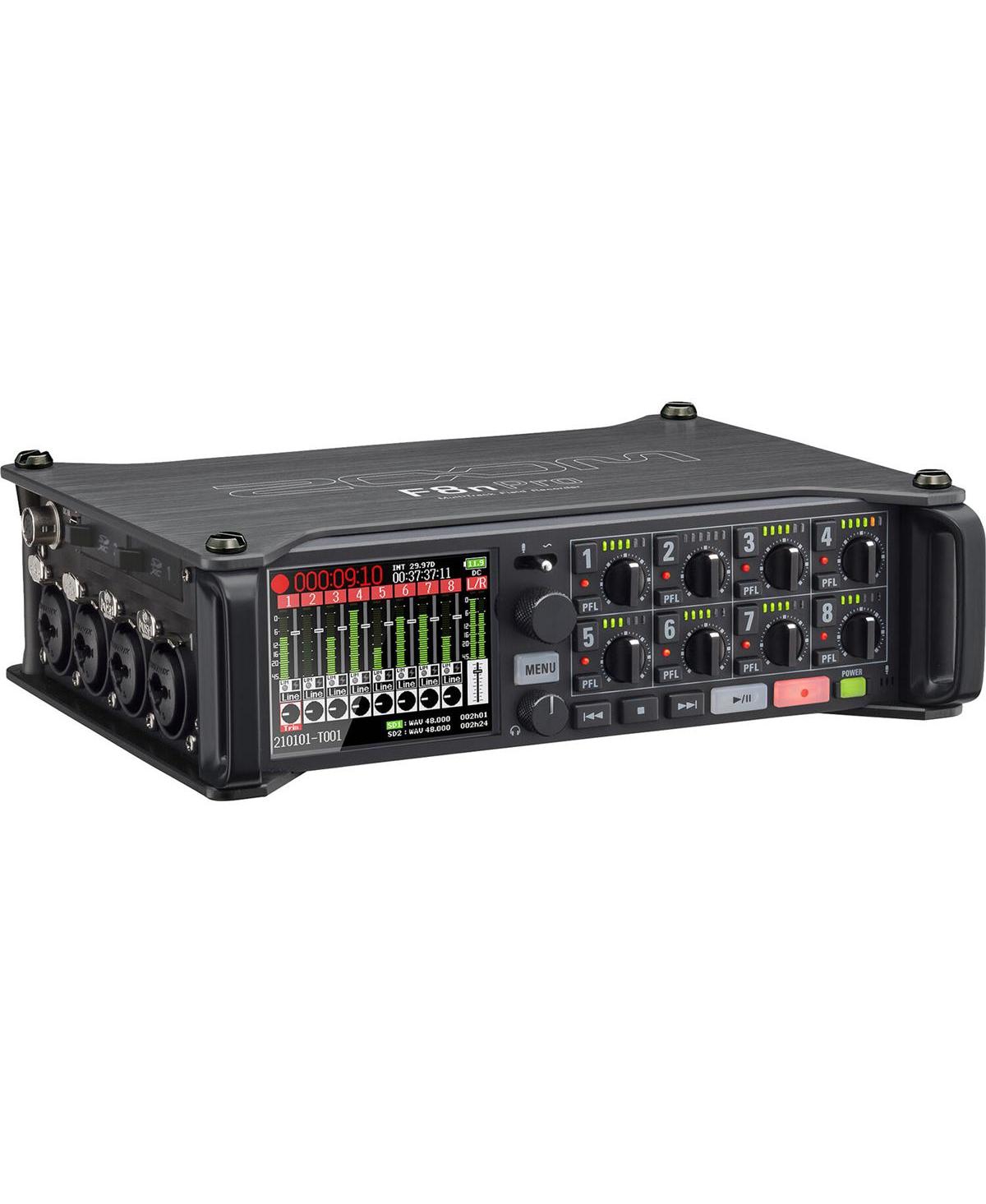 Zoom F8n Pro 8-Channel Multi-Track Field Recorder, Bundle with 128GB Memory Card, TAPH100 Headphones, 3x 25' Microphone Cable