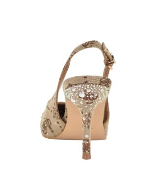 Women's Princessa Quattro G Embellished Slingback Stiletto Pumps