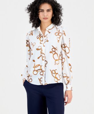 Women's Printed Button-Front Blouse