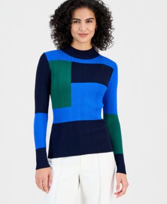 T Tahari - Women's Mock-Neck Colorblocked Sweater