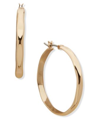 Nine West - Gold-Tone Wavy Hoop Earrings