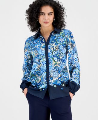 Women's Paisley Button-Front Blouse