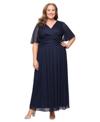 SL Fashions - Plus Size Long -Neck A-Line Dress