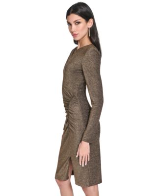 Women's Metallic Ruched Sheath Dress