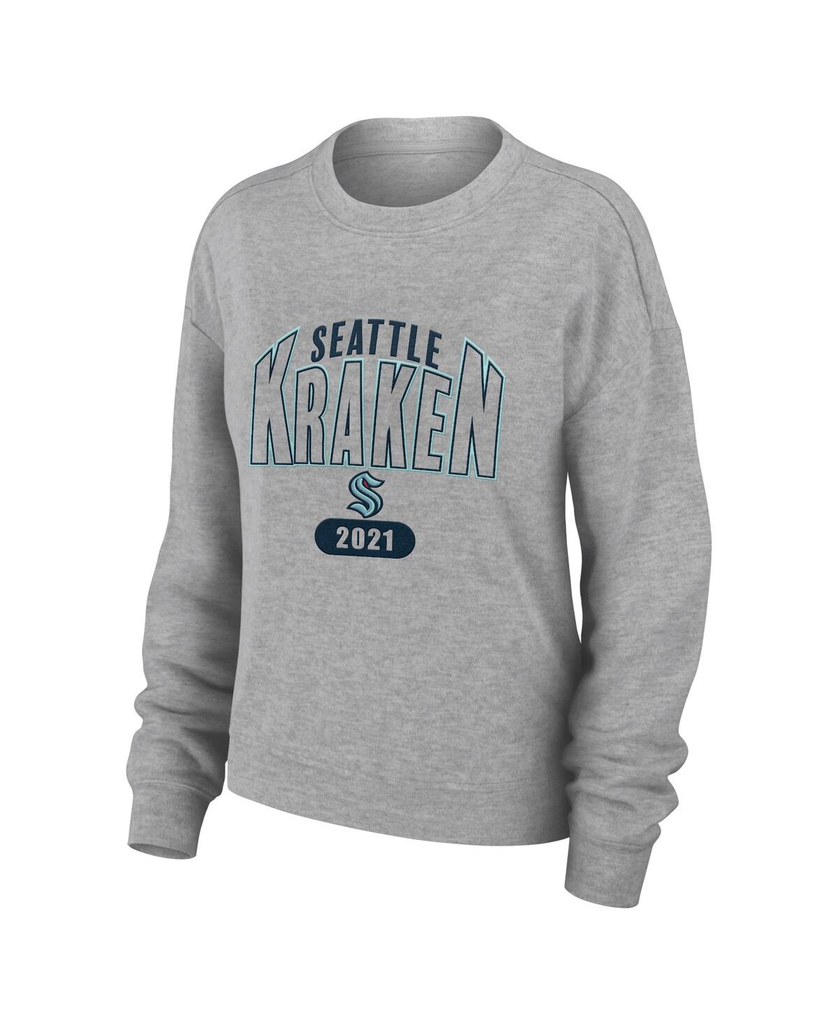 Wear By Erin Andrews Women's 2-piece Heather Gray Seattle Kraken Knit Long Sleeve Tri-blend T-shirt And Pants Sleep Set In Gray